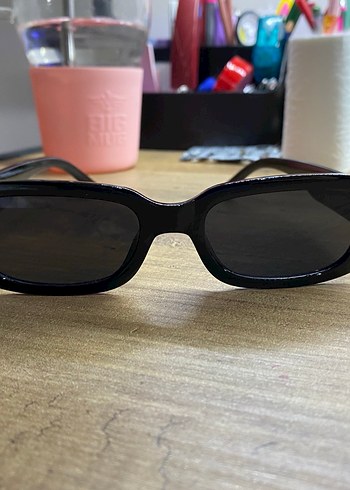 Siyah Retro Dikdörtgen Kadın Güneş Gözlüğü - Görsel 2