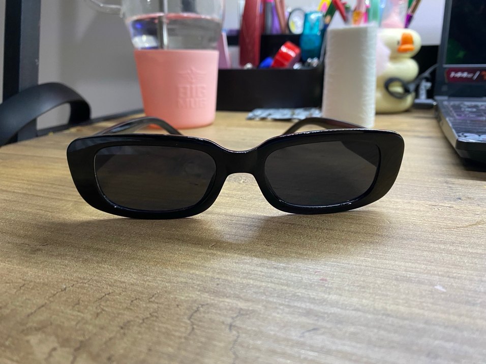 Siyah Retro Dikdörtgen Kadın Güneş Gözlüğü - Görsel 2