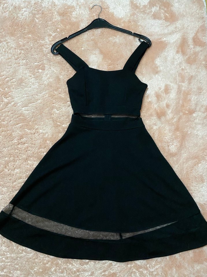 Siyah Transparan Mini Gotik Parti Elbisesi - Görsel 3