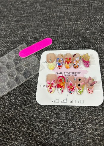 Renkli Taşlı Takma Tırnak - Görsel 2