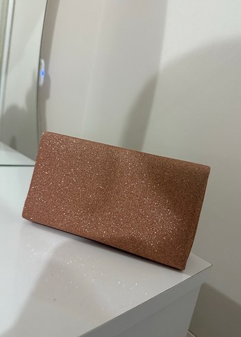 Bej Parlak Simli Deri Kadın Portföy Çanta - Görsel 2