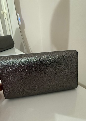 Kadın Parlak Gri Deri Portföy Çanta - Görsel 2