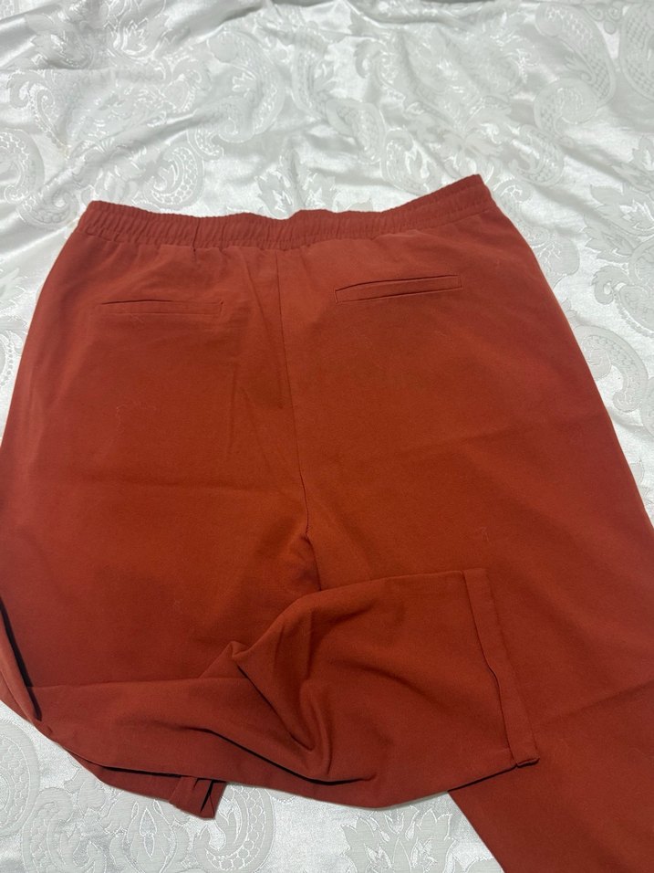 Kadın Parlak Kahverengi Rahat Kesim Pantolon - Görsel 3