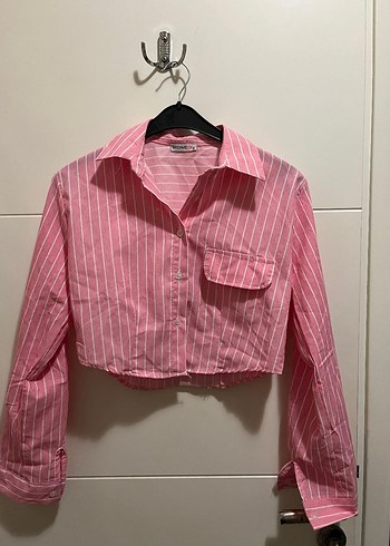 Pembe Bol Kesim Uzun Kollu Gömlek