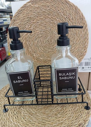 Beden Siyah Metal Standlı El ve Bulaşık Sabunu Seti