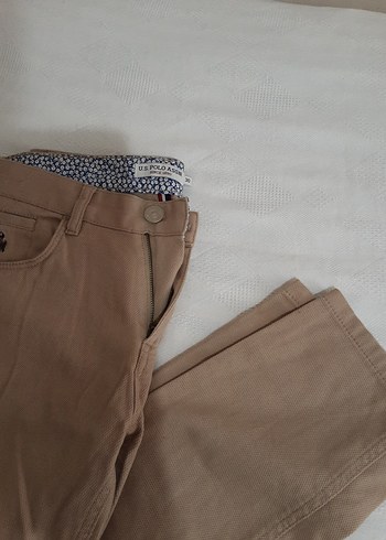 U.S Polo Assn. Bej Regular Fit Erkek Kemerli Pantolon