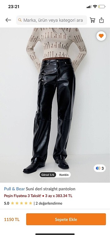 Pull and bear vinil pantolon