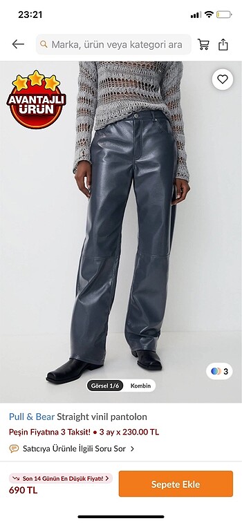 Pull and bear vinil pantolon