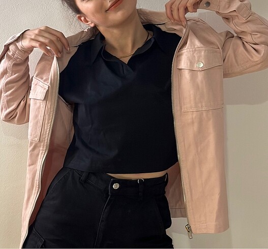 Bershka pembe ceket kot - Görsel 2