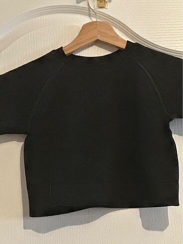 Siyah kısa kollu tayt yoga takımı - Görsel 2