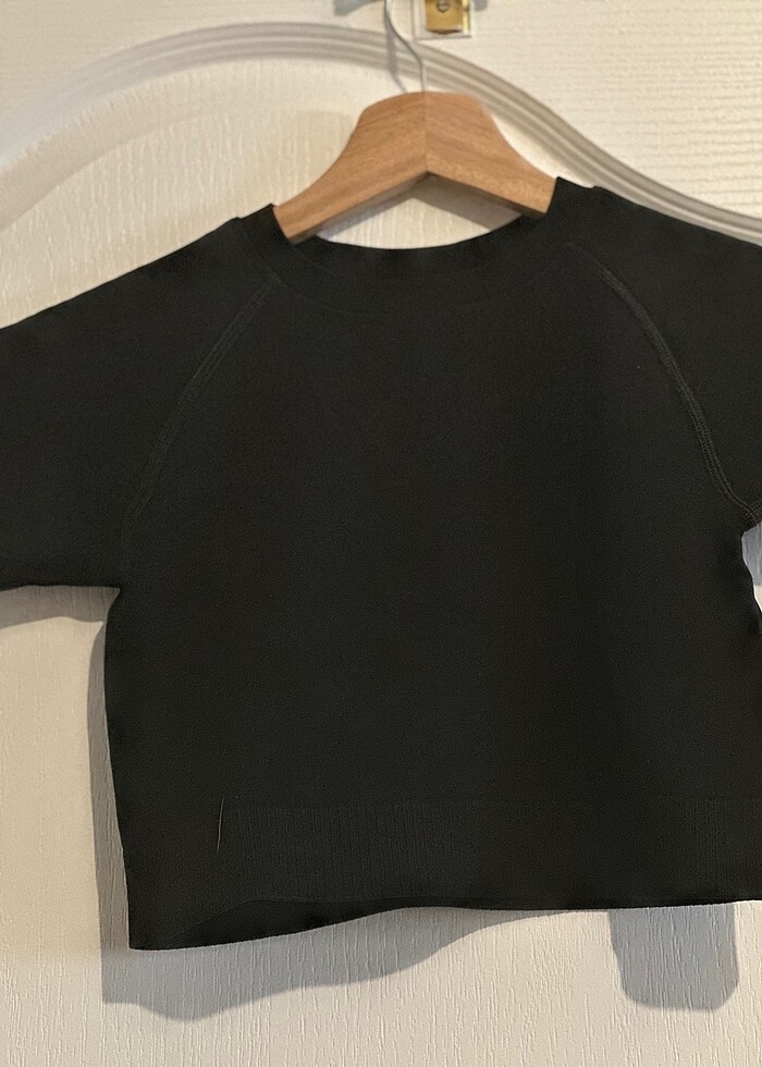 Siyah kısa kollu tayt yoga takımı - Görsel 2