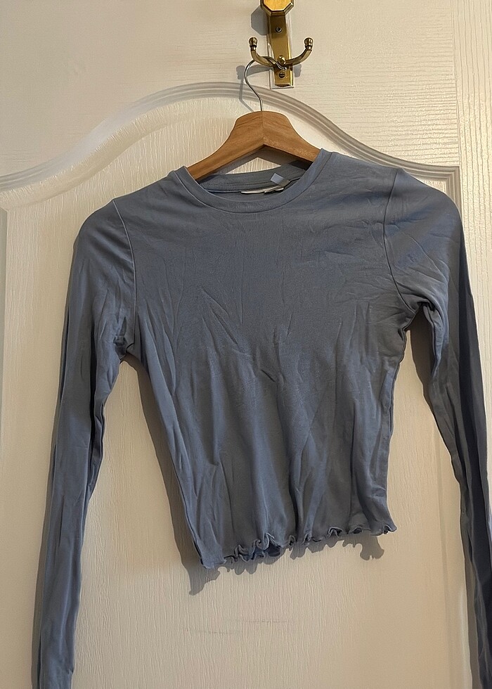 Yarı transparan uzun kullu ince crop top - Görsel 4