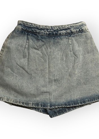 Açık renk gri kot şort etek y2k - Görsel 3