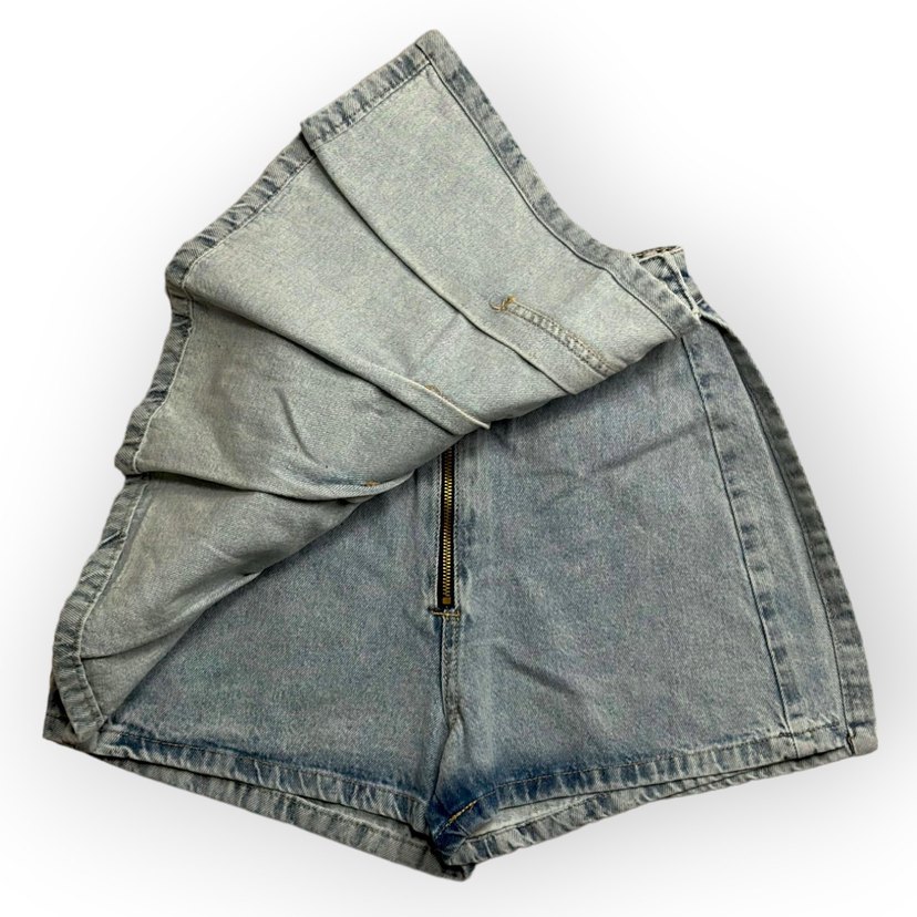 Açık renk gri kot şort etek y2k - Görsel 2