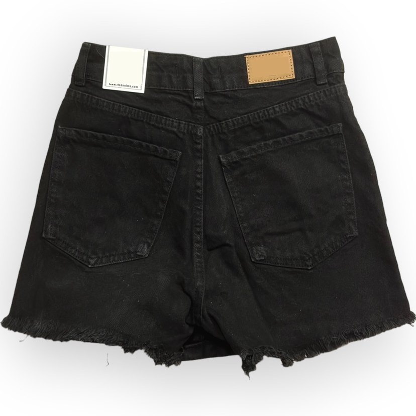 Düğmeli Siyah Mini Kot Şort Etek y2k - Görsel 2