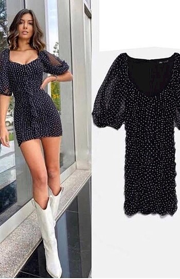 Zara puantiyeli elbise