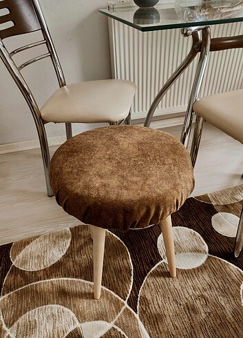 Tay tüyü kumaş Tabure, Yemek Sandalyesi, Makyaj Masası Taburesi  - Görsel 5