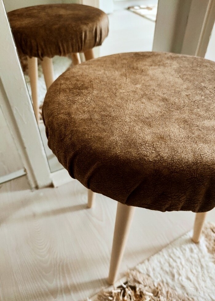 Tay tüyü kumaş Tabure, Yemek Sandalyesi, Makyaj Masası Taburesi  - Görsel 4