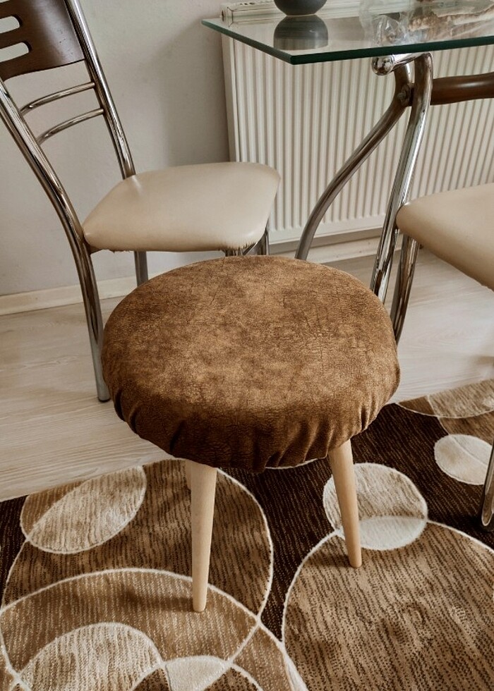 Tay tüyü kumaş Tabure, Yemek Sandalyesi, Makyaj Masası Taburesi  - Görsel 5