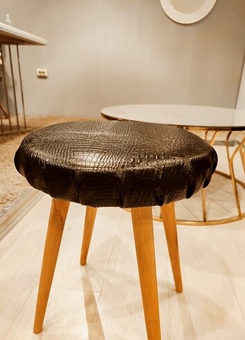 Deri Tabure, Makyaj Sandalyesi, Sünger leke tutmaz Tabure - Görsel 2