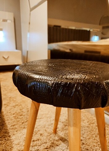 Deri Tabure, Makyaj Sandalyesi, Sünger leke tutmaz Tabure - Görsel 4