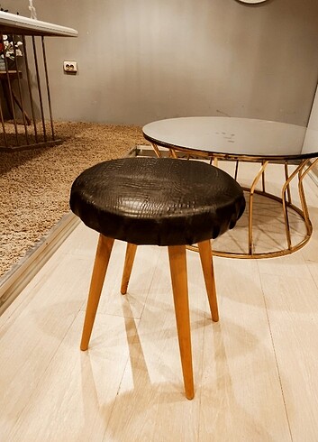 Deri Tabure, Makyaj Sandalyesi, Sünger leke tutmaz Tabure - Görsel 7