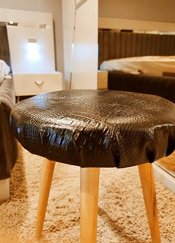 Deri Tabure, Makyaj Sandalyesi, Sünger leke tutmaz Tabure - Görsel 8