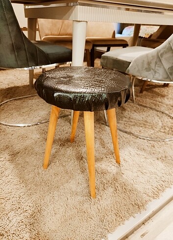 Deri Tabure, Makyaj Sandalyesi, Sünger leke tutmaz Tabure - Görsel 9