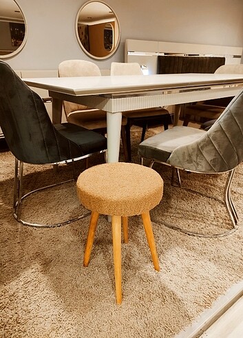 Makyaj Taburesi, Puf Tabure, Peluş Tabure - Görsel 6