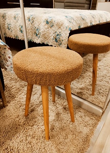 Makyaj Taburesi, Puf Tabure, Peluş Tabure - Görsel 10