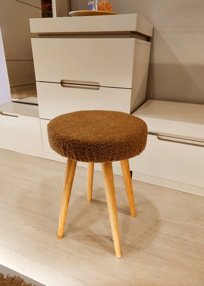 Makyaj Taburesi, Puf Tabure, Peluş Tabure - Görsel 5