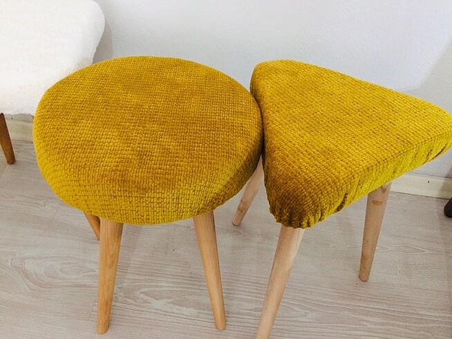 Tabure, Makyaj Sandalyesi, Puf Tabure, Peluş Tabure - Görsel 5