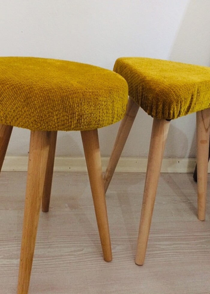 Tabure, Makyaj Sandalyesi, Puf Tabure, Peluş Tabure - Görsel 2