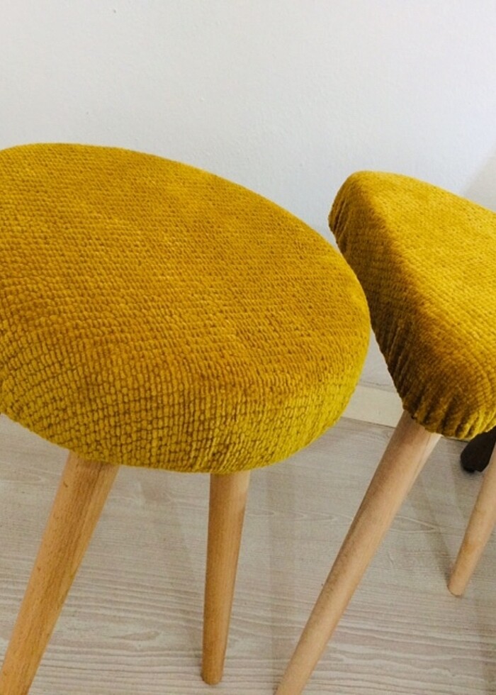 Tabure, Makyaj Sandalyesi, Puf Tabure, Peluş Tabure - Görsel 3