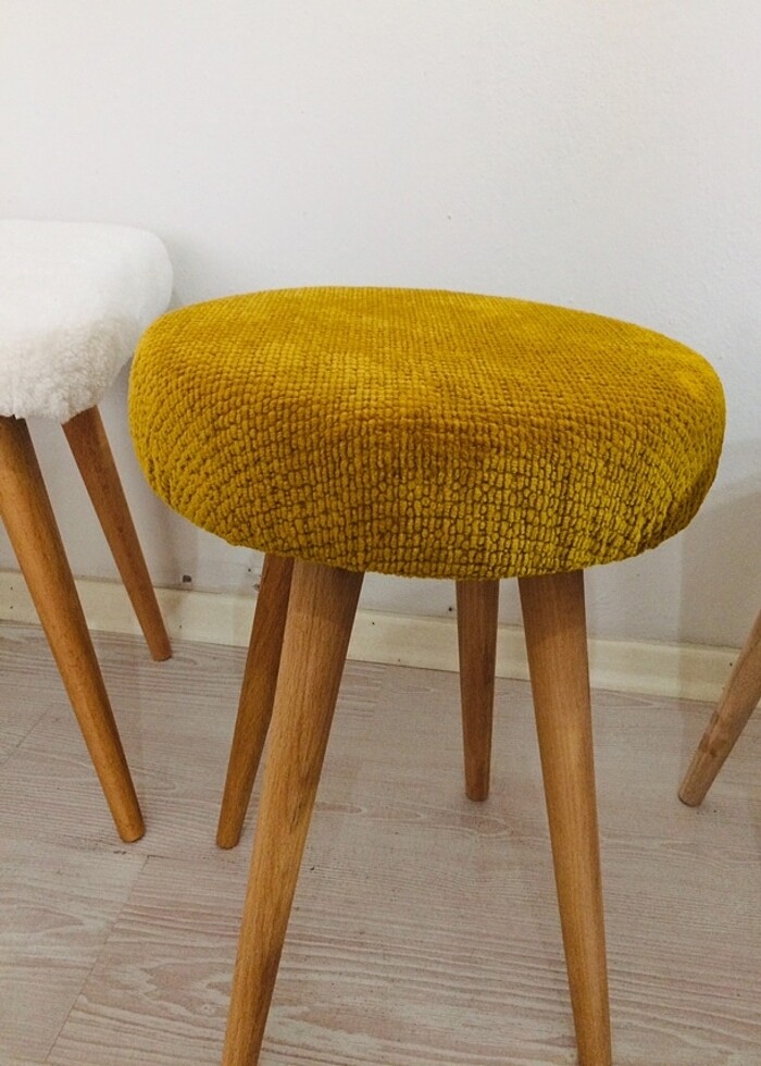 Tabure, Makyaj Sandalyesi, Puf Tabure, Peluş Tabure - Görsel 4