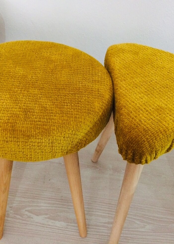 Tabure, Makyaj Sandalyesi, Puf Tabure, Peluş Tabure - Görsel 5