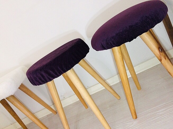 Makyaj Sandalyesi, Puf Tabure, Tabure Lacivert - Görsel 3