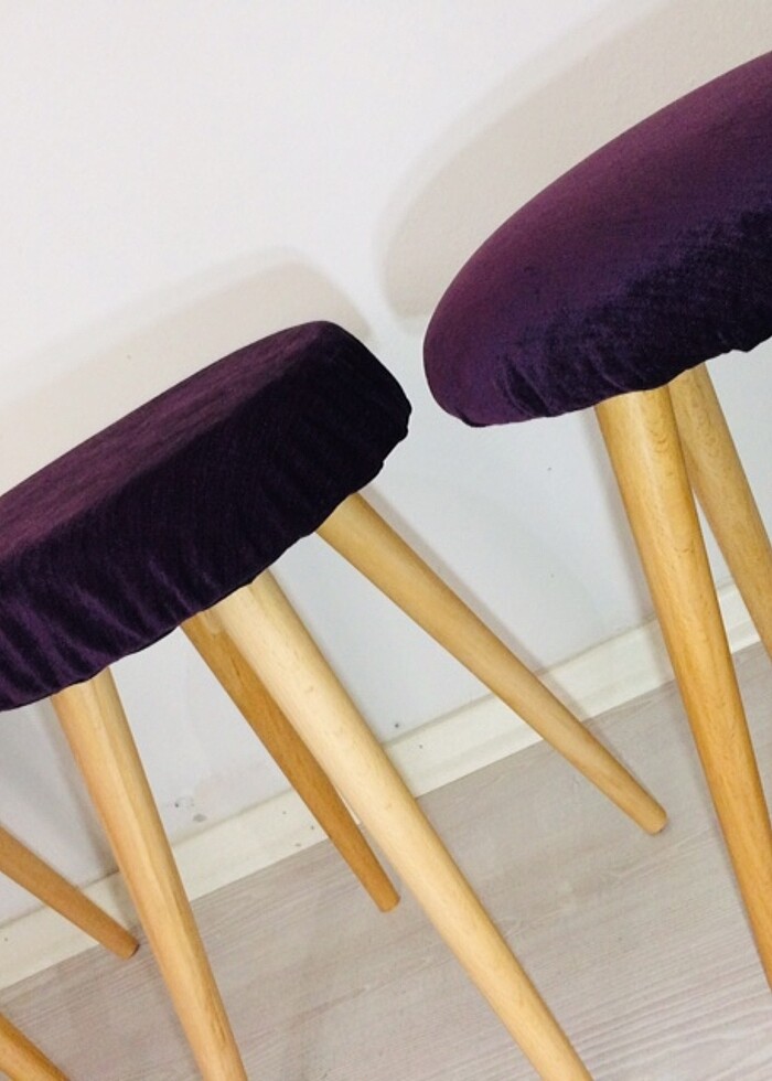 Makyaj Sandalyesi, Puf Tabure, Tabure Lacivert - Görsel 3