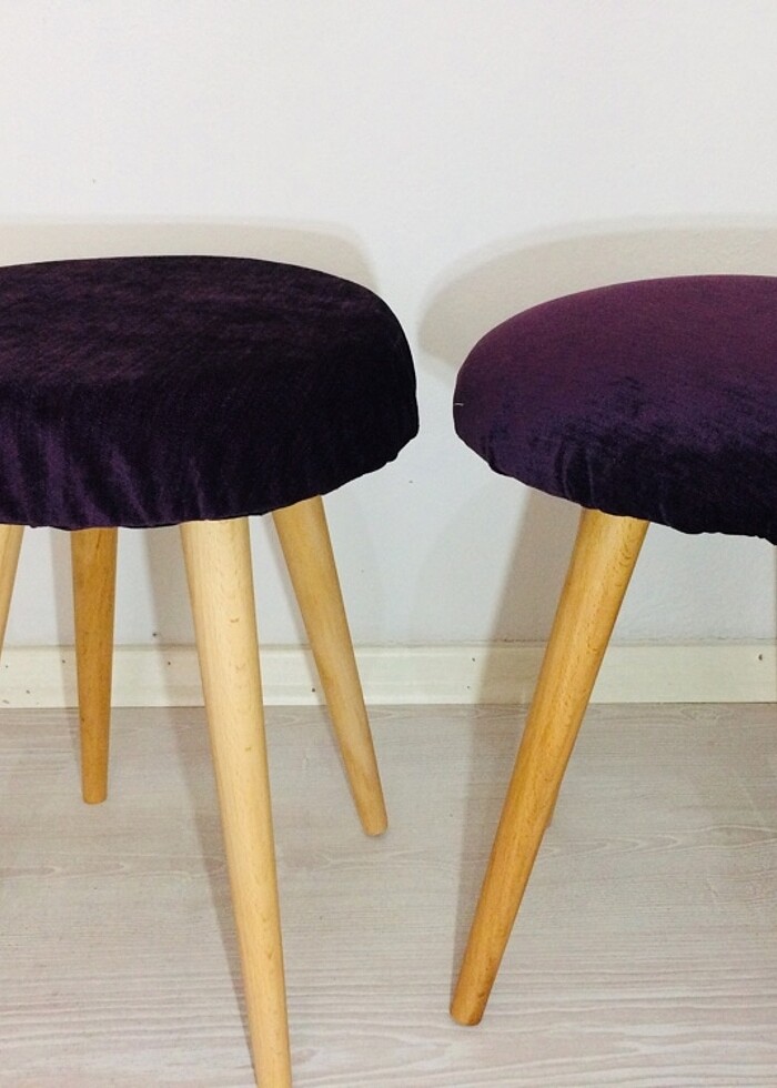 Makyaj Sandalyesi, Puf Tabure, Tabure Lacivert - Görsel 4