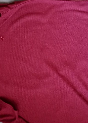 Bordo Düğmeli İnce Triko - Görsel 2