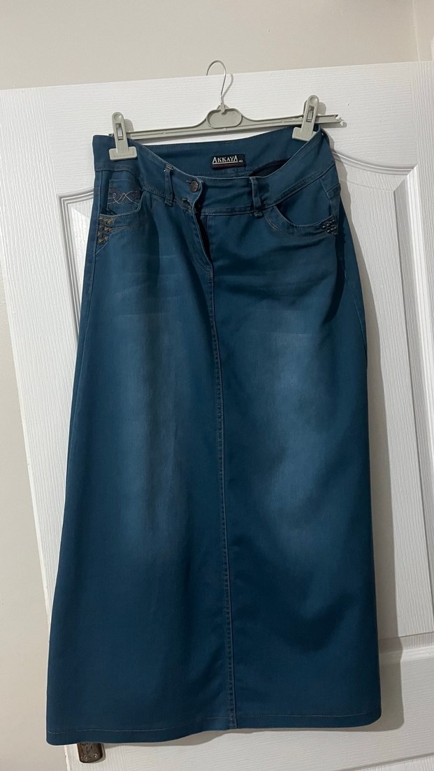 Kadın Lacivert Midi Kot Etek - Görsel 2