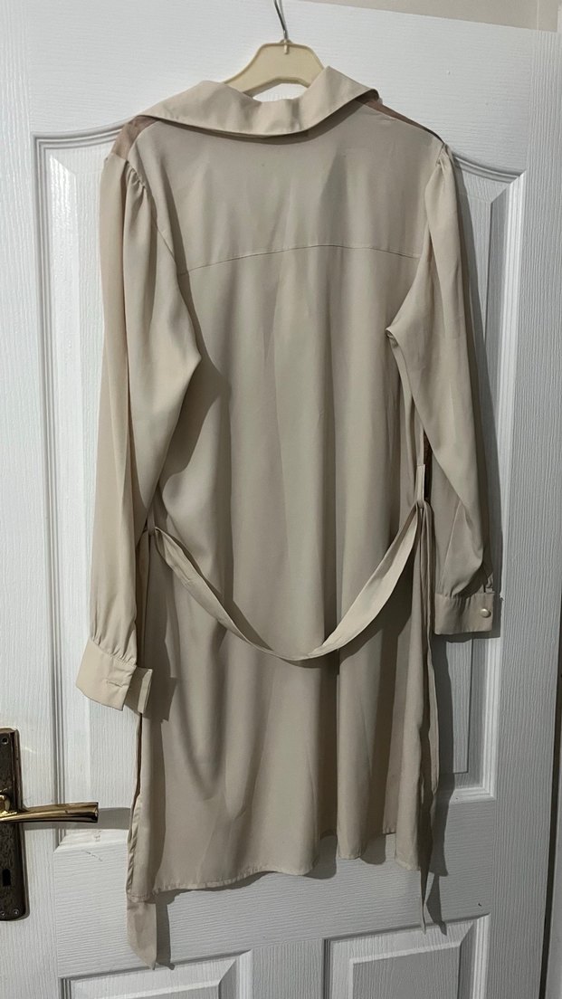 Bohem Uzun Kollu Bej Kadın Gömlek - Görsel 4