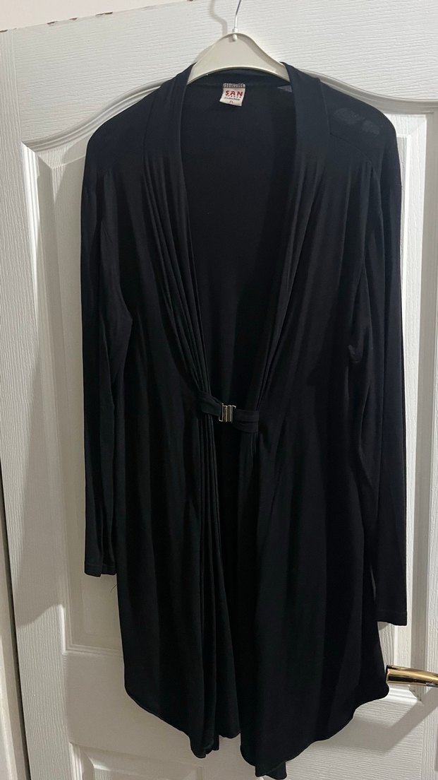 Siyah Kemerli Uzun Hamile ince hırka uzun tunik - Görsel 3