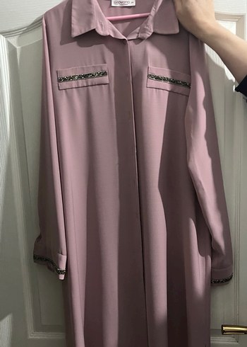 Pembe Uzun Kollu Düğmeli Kadın Tunik - Görsel 3