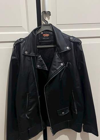 Kadın Siyah Deri Biker Ceket - Görsel 2