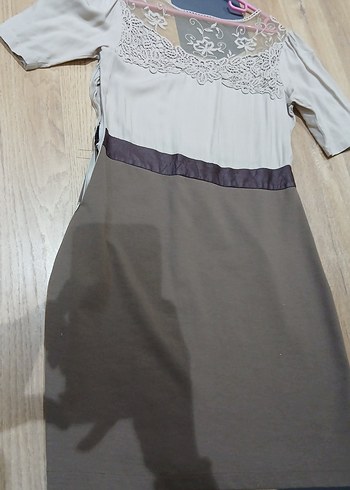 Bej Gri Pamuklu Salaş Hamile Tunik - Görsel 2