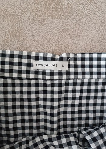 LC Waikiki Düğmeli Beyaz-Siyah Kareli Midi Etek