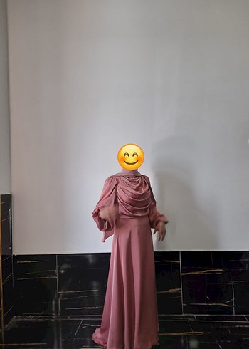 Pembe Uzun Kollu Abiye Elbise