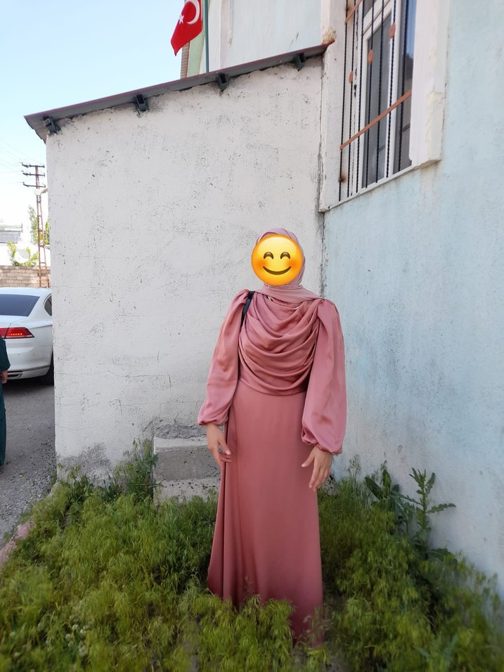 Pembe Uzun Kollu Abiye Elbise - Görsel 2