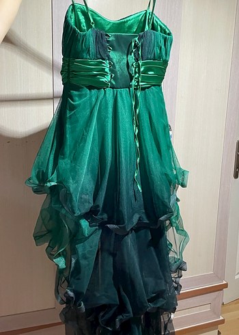 Yeşil Drapeli Uzun Abiye Elbise - Görsel 2